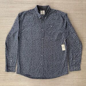 Artistry In Motion gray floral cotton long sleeve button down shirt men’s XL NWT